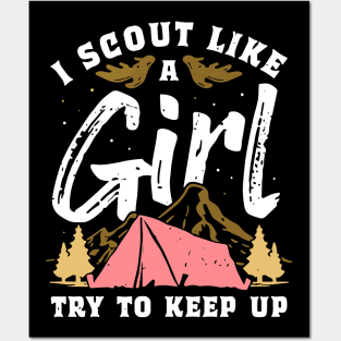 I Scout Like A Girl Try To Keep Up - Scouting Funny Gift Posters and Art